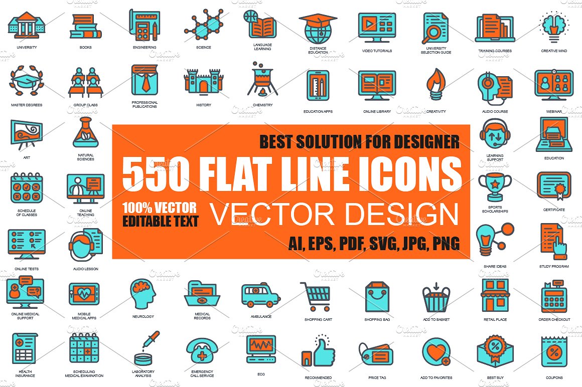 Flat Line Web Icons