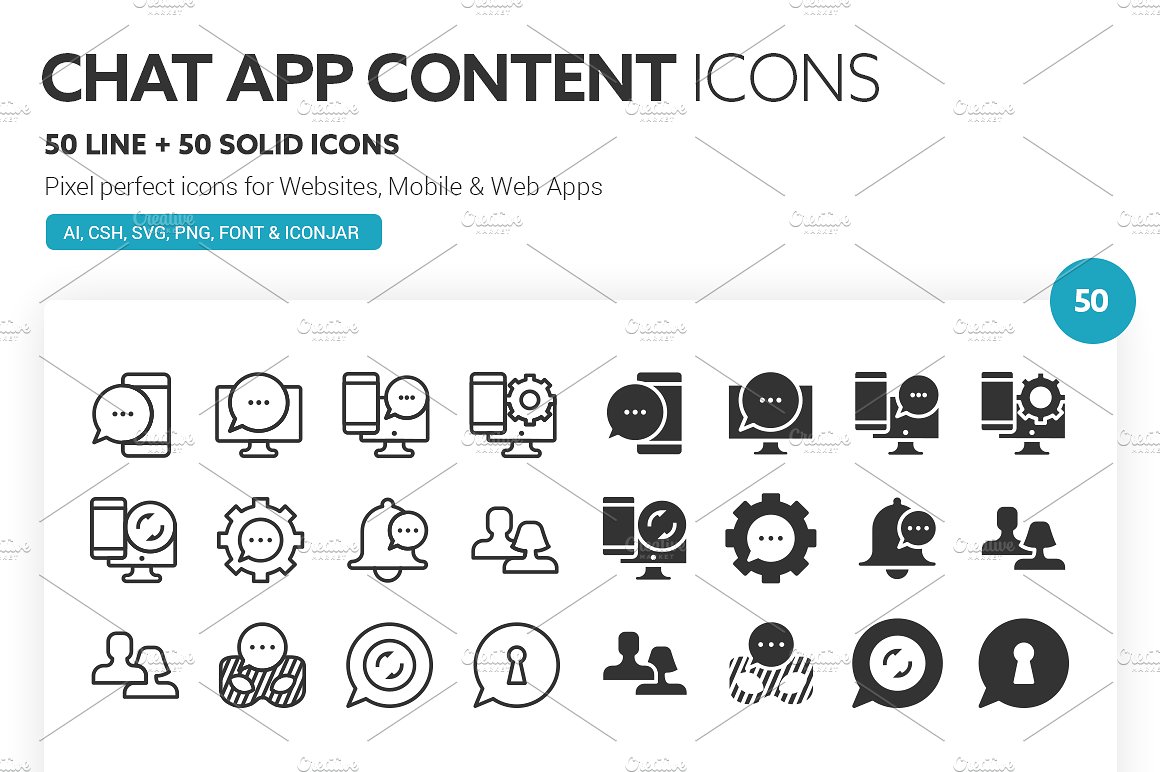 Chat App Content Icons