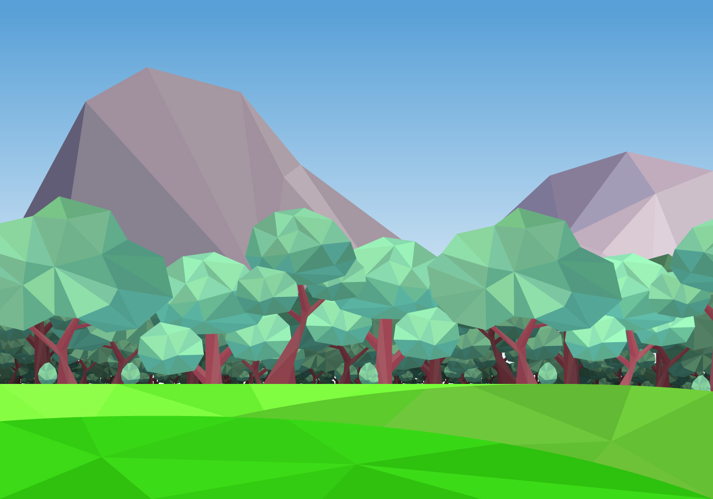 低多边形森林矢量插图Low Poly Forest With