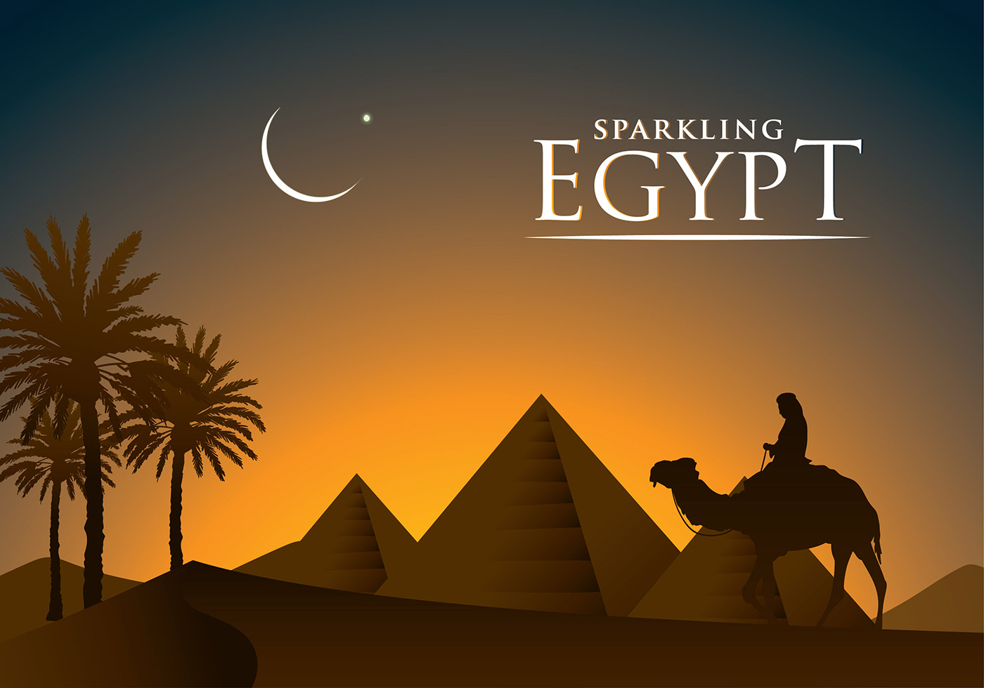 埃及金字塔骆驼剪影矢量插图Piramide Egypt Fr