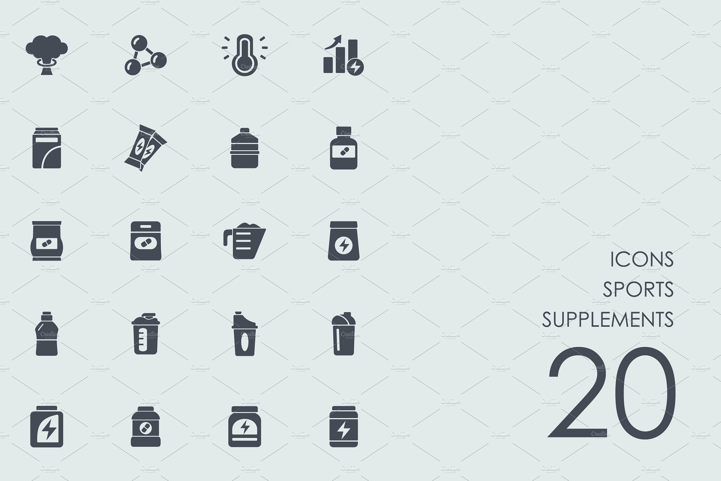 Sports supplements icons