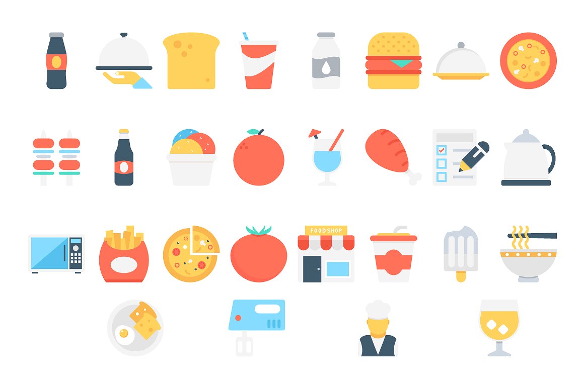 180 Flat Food Icons