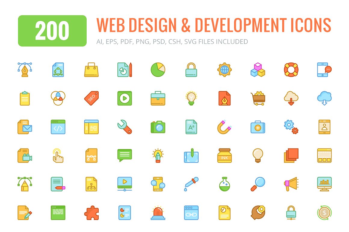 200 Web Design Colored -amp; L