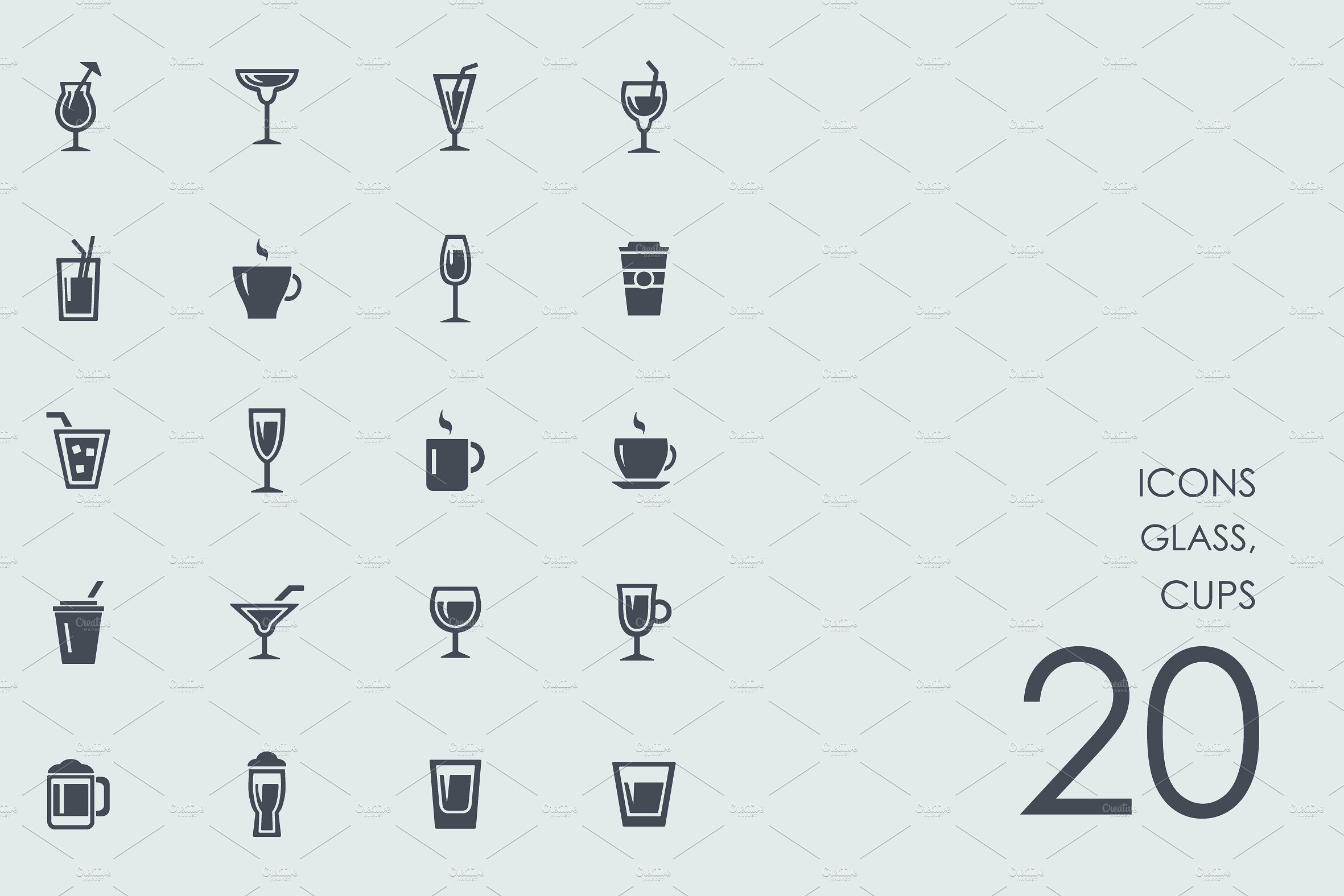 Glass, cups icons