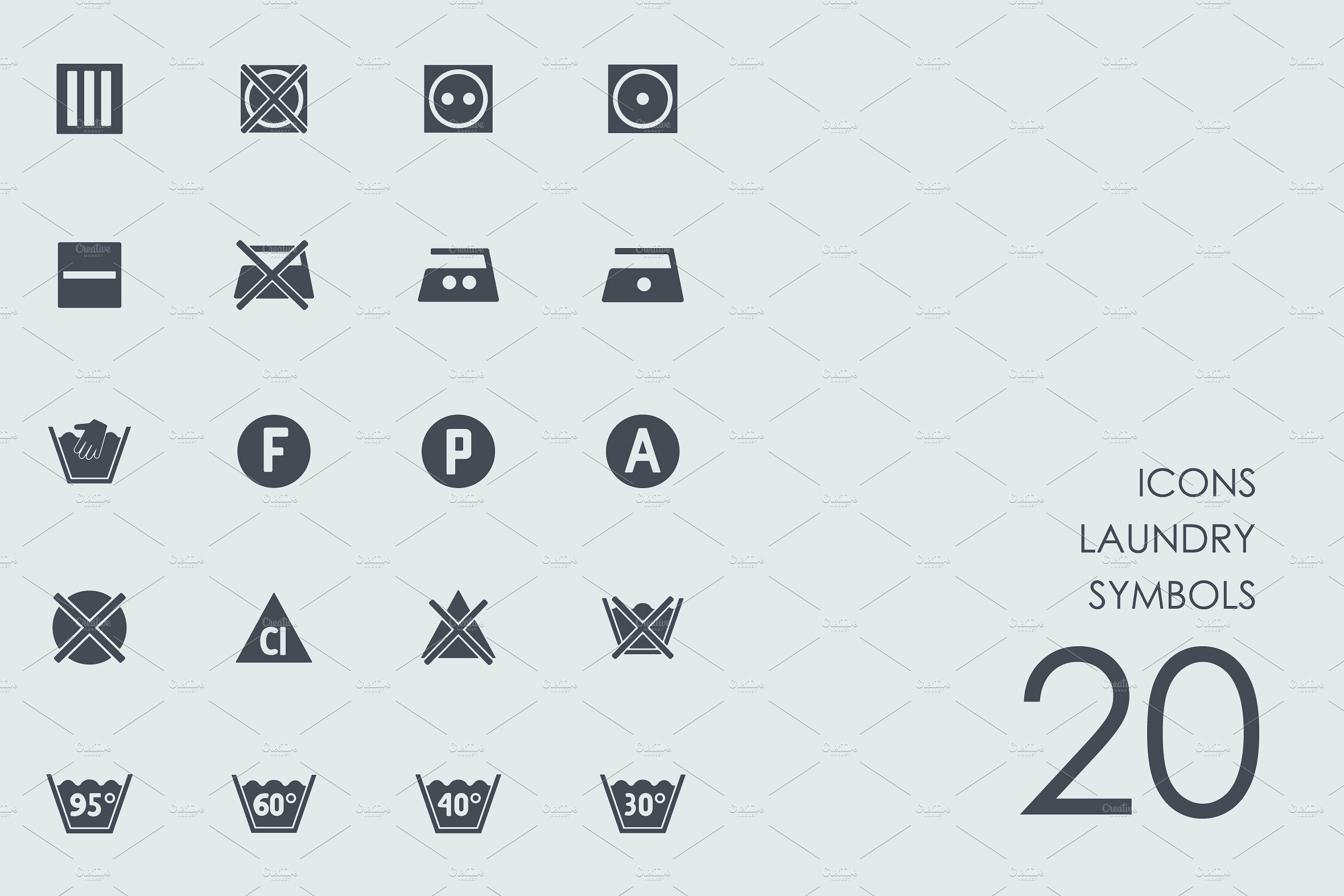 Laundry symbols icons