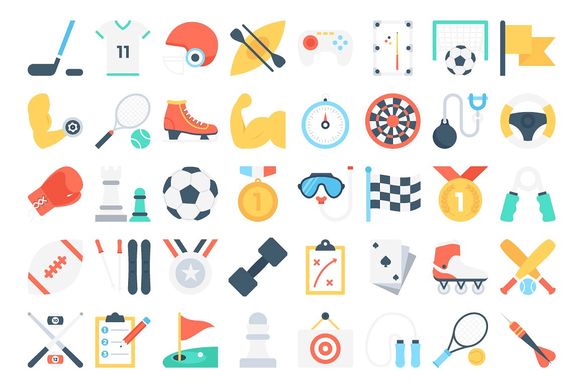 140 Flat Sports Icons