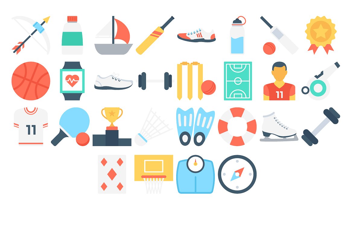 140 Flat Sports Icons