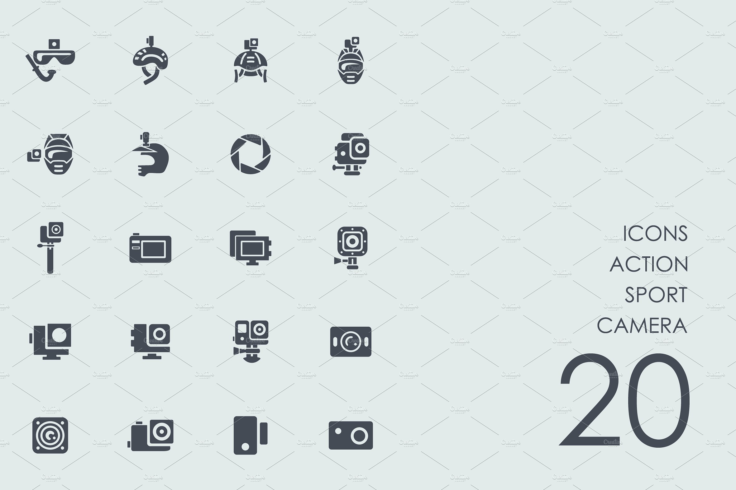 Action sport camera icons