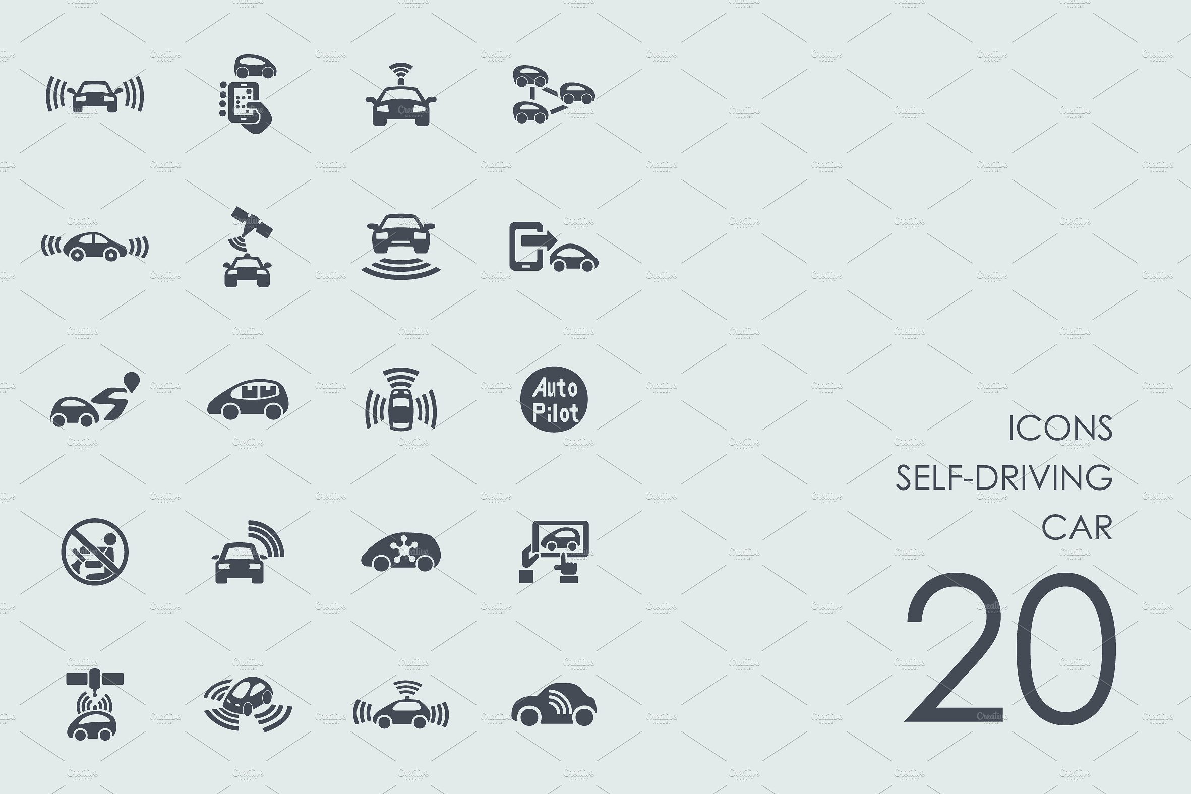 Self-driving car icons