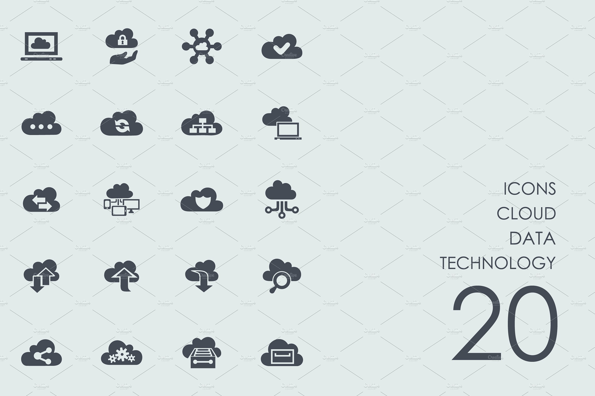 Cloud data technology icons