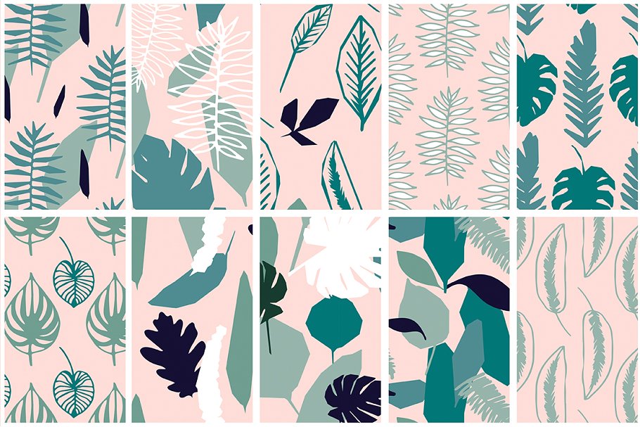 热带丛林植物背景纹理素材 Jungle Tropics- V