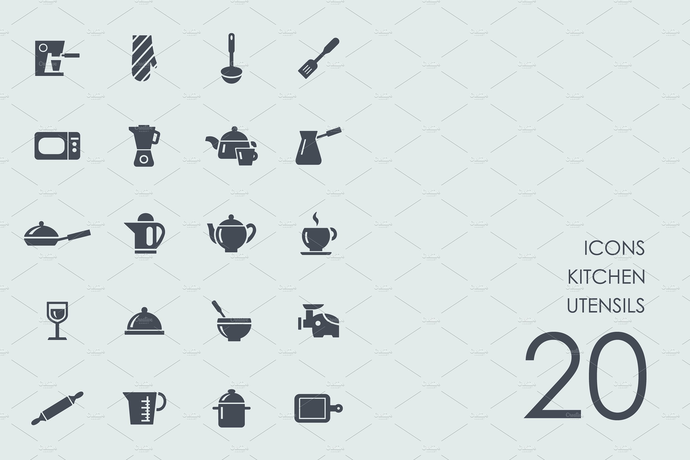 Kitchen utensils icons