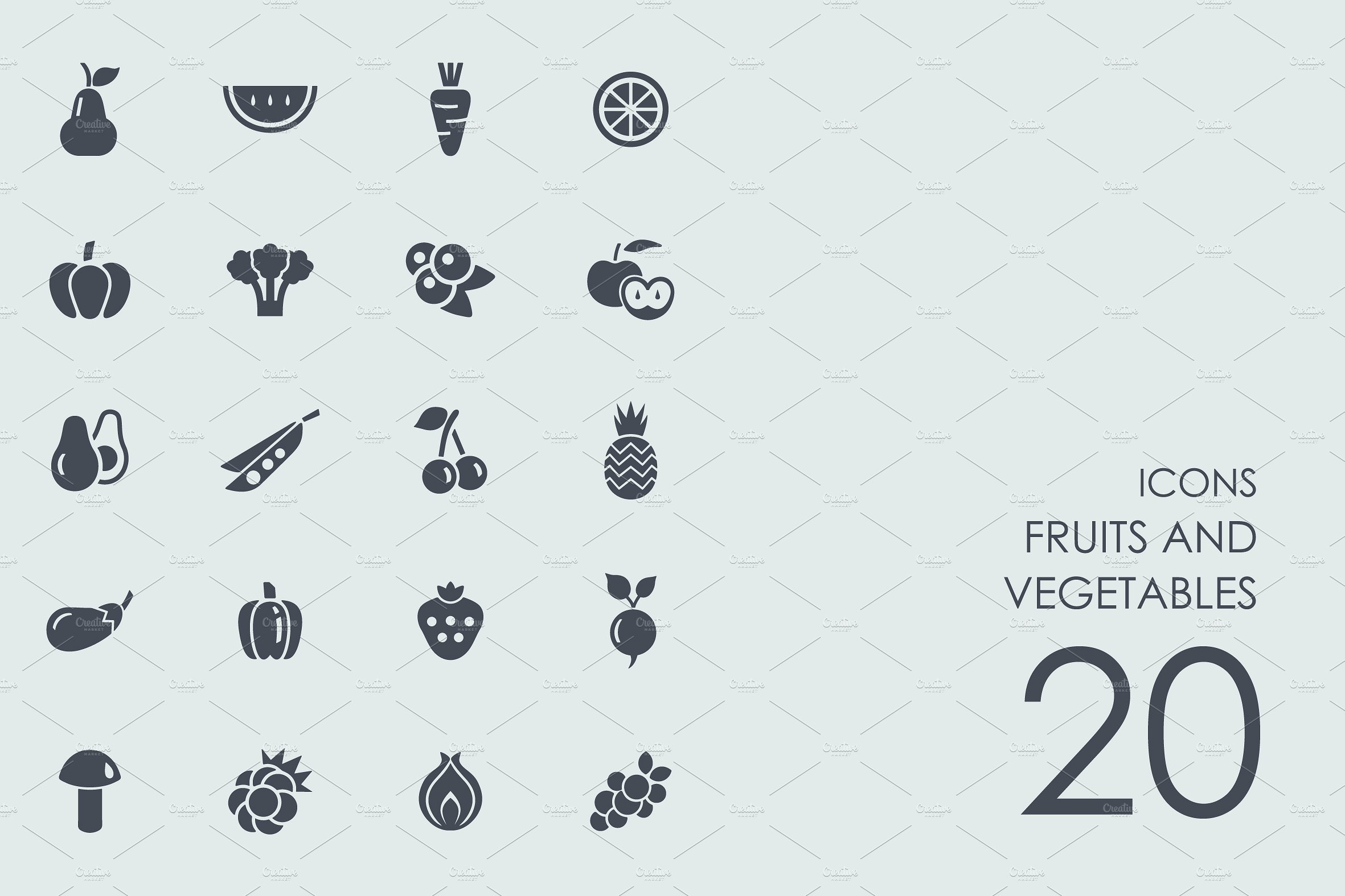 Fruits and vegetables icons