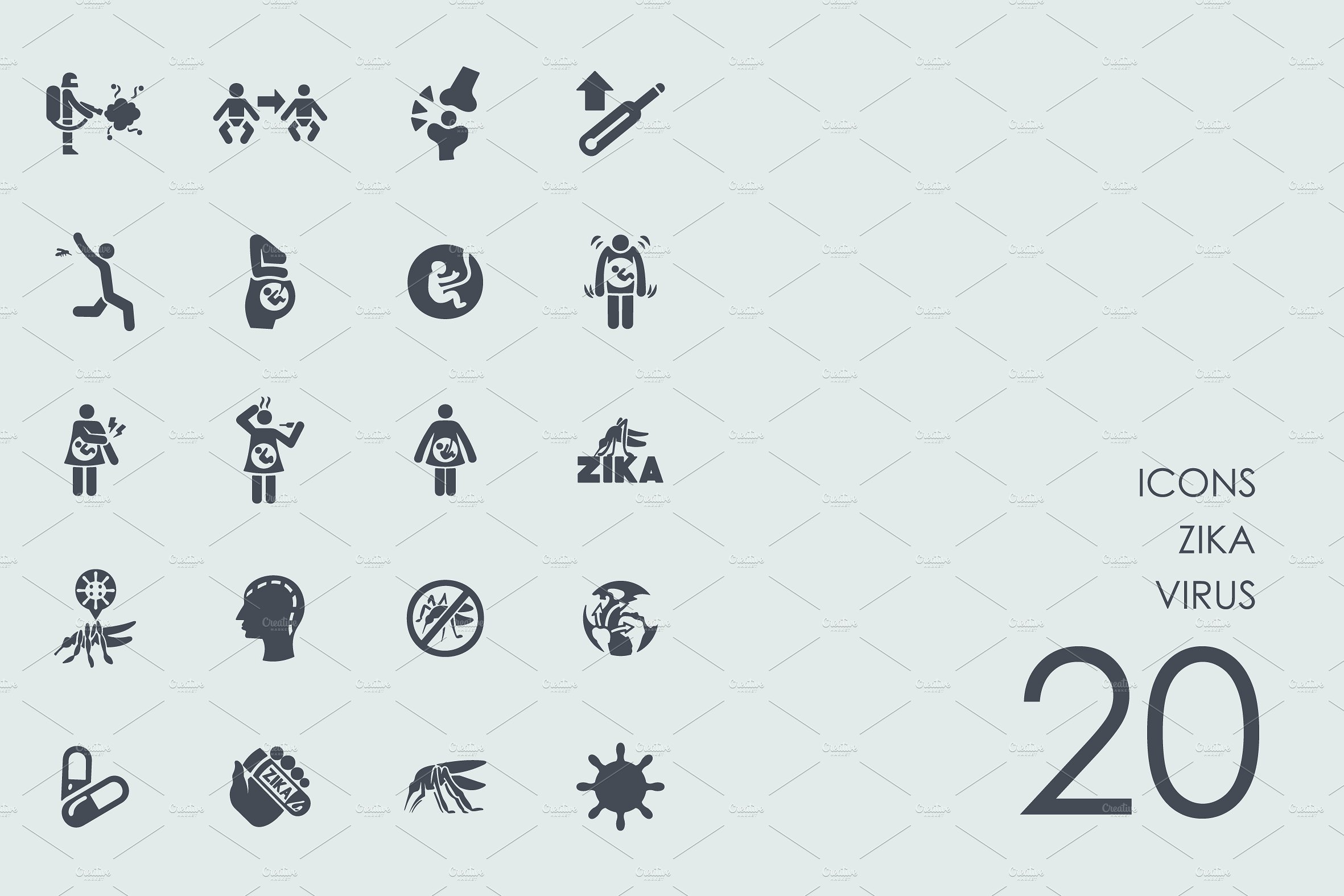 Zika virus icons