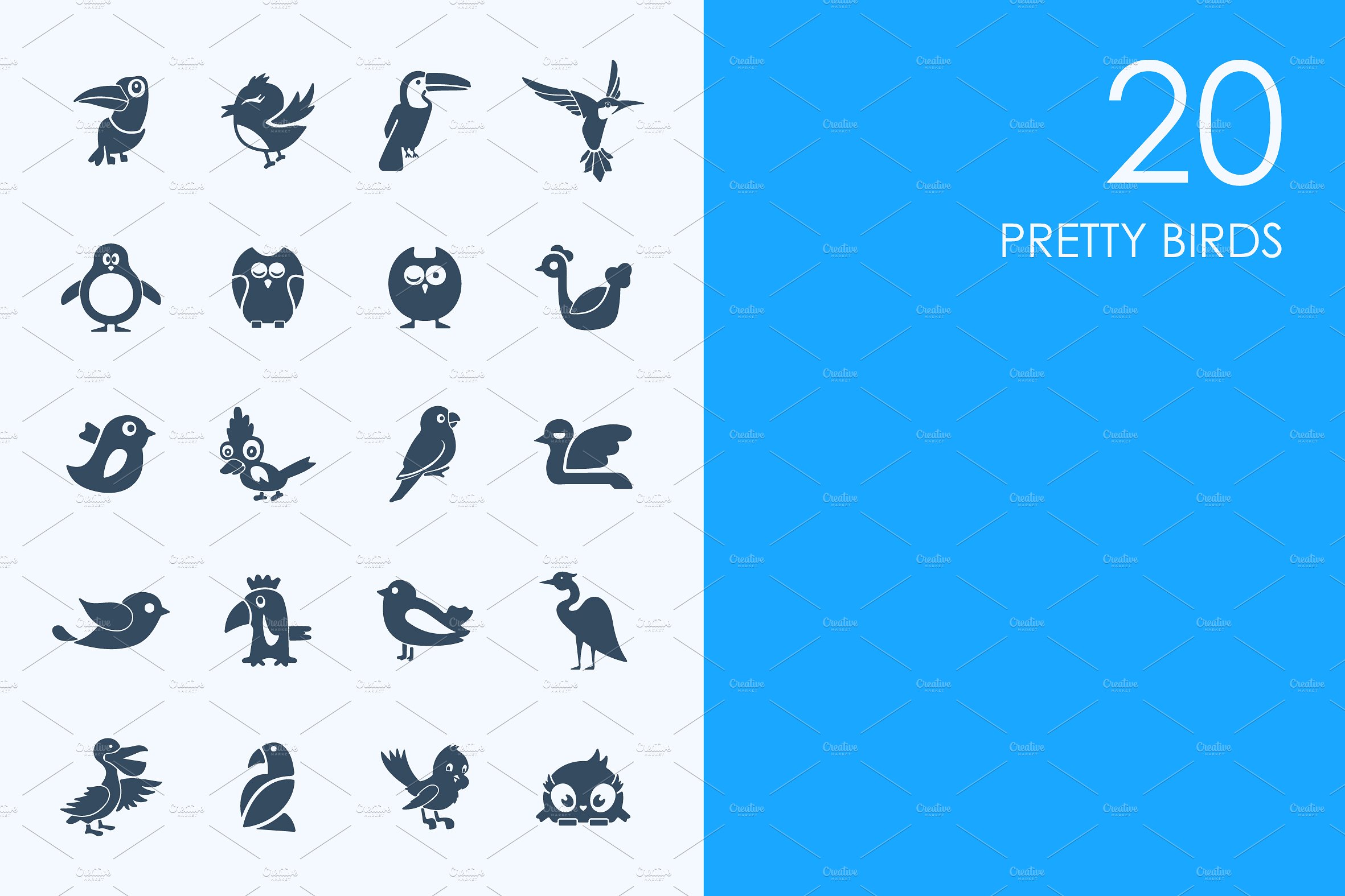 Pretty birds icons