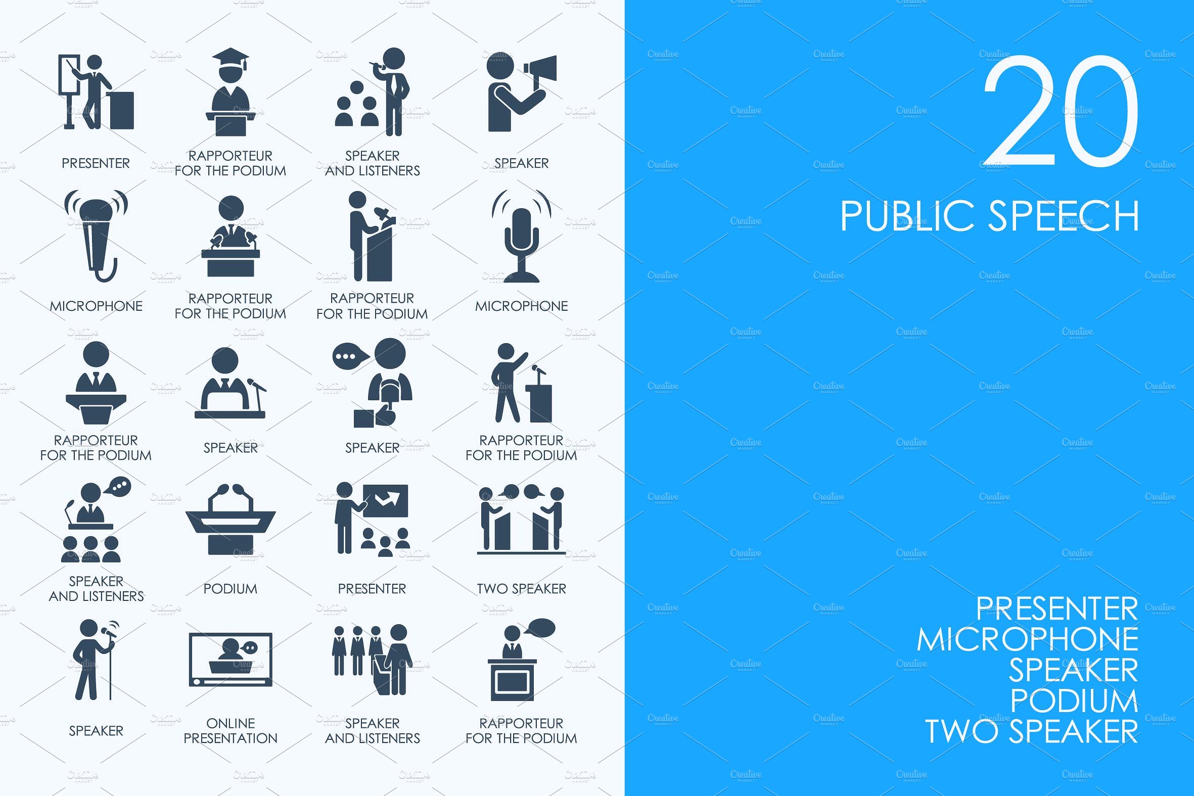 Public speech icons