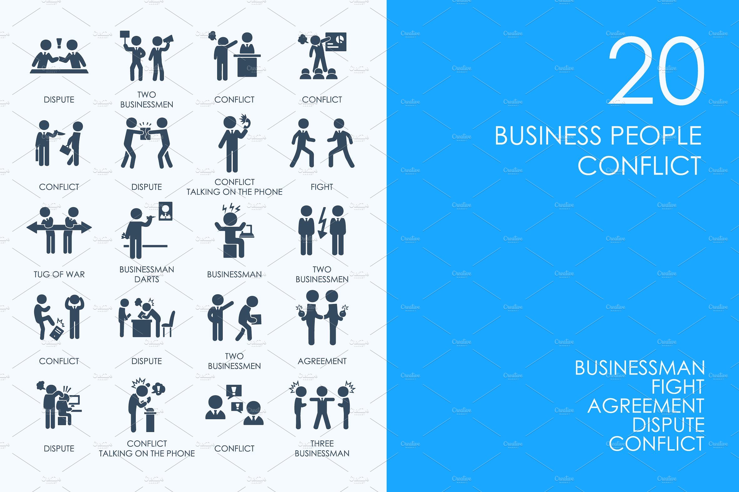 Business people conflict icons