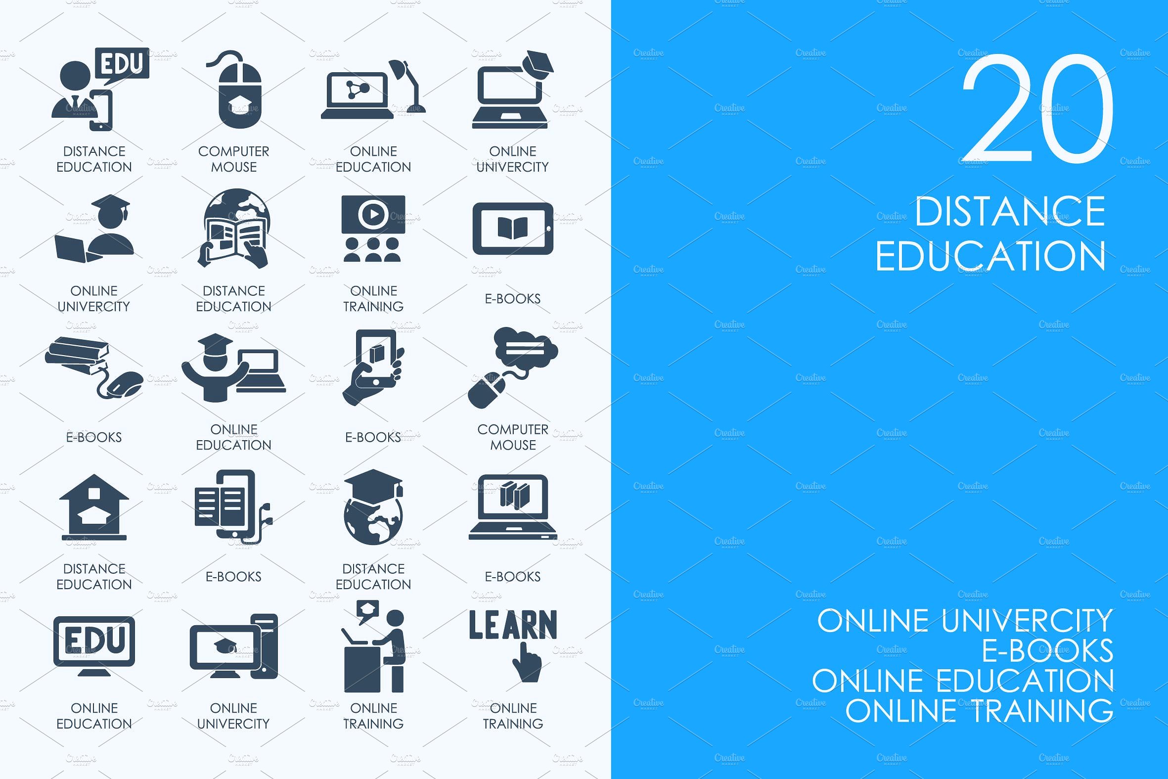 Distance education icons