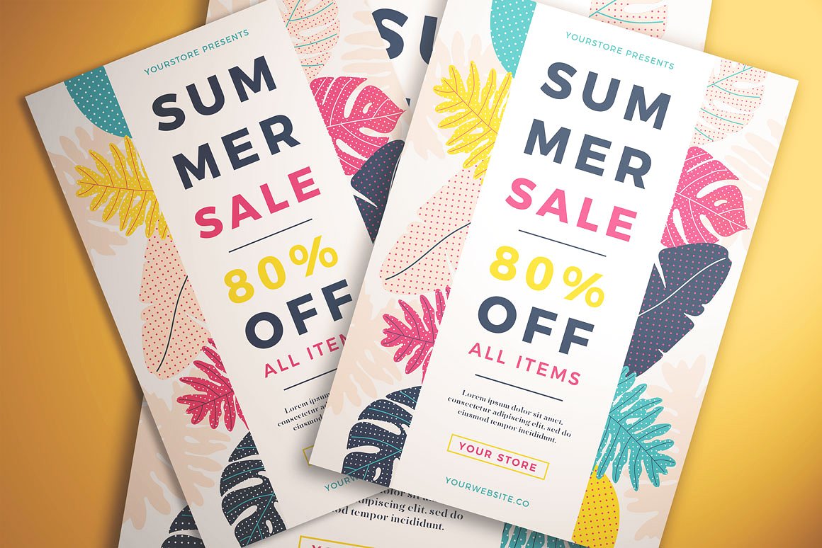 时尚夏天夏季商场促销海报传单DM设计模板 summer-s