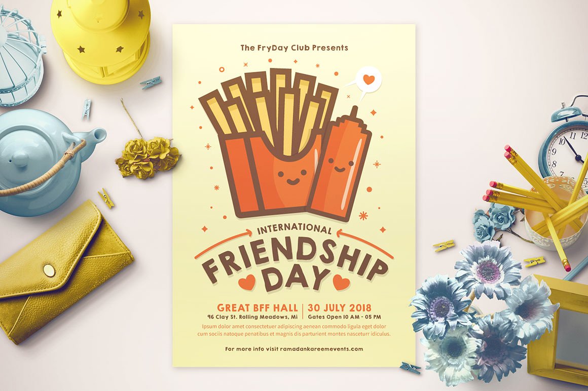 可爱清新时尚的海报传单DM设计模板 friendship-d