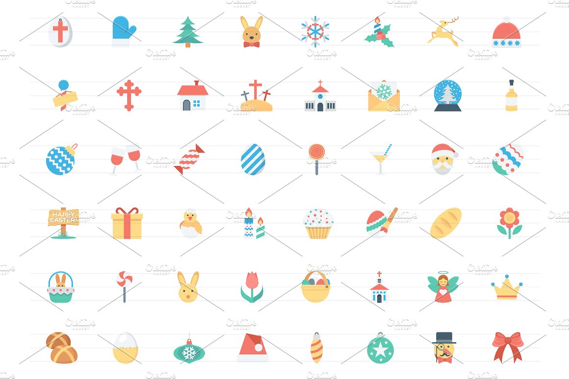 120 Flat Christmas Vector Icon