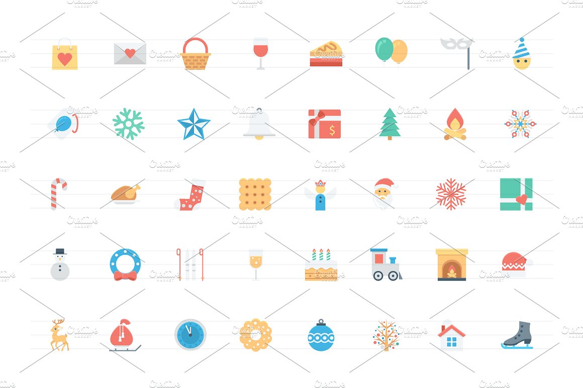 120 Flat Christmas Vector Icon