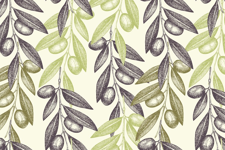 4个经典橄榄色图案 4 Vintage Olive Patt