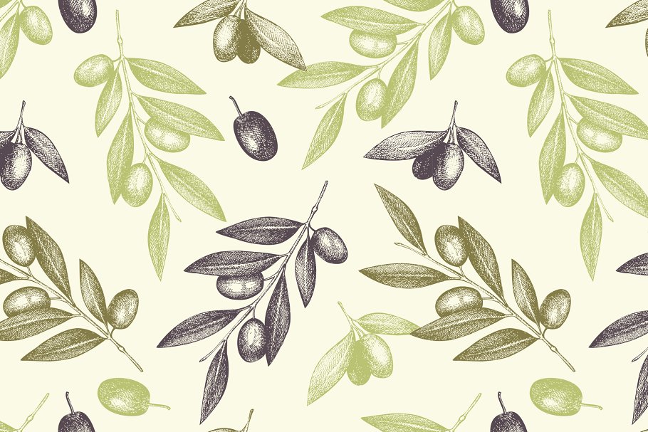 4个经典橄榄色图案 4 Vintage Olive Patt