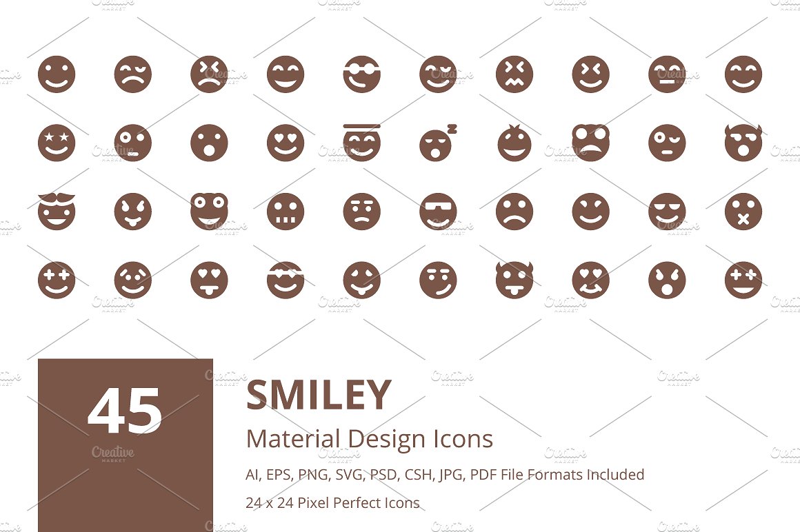 45 Smiley Material Design Icon