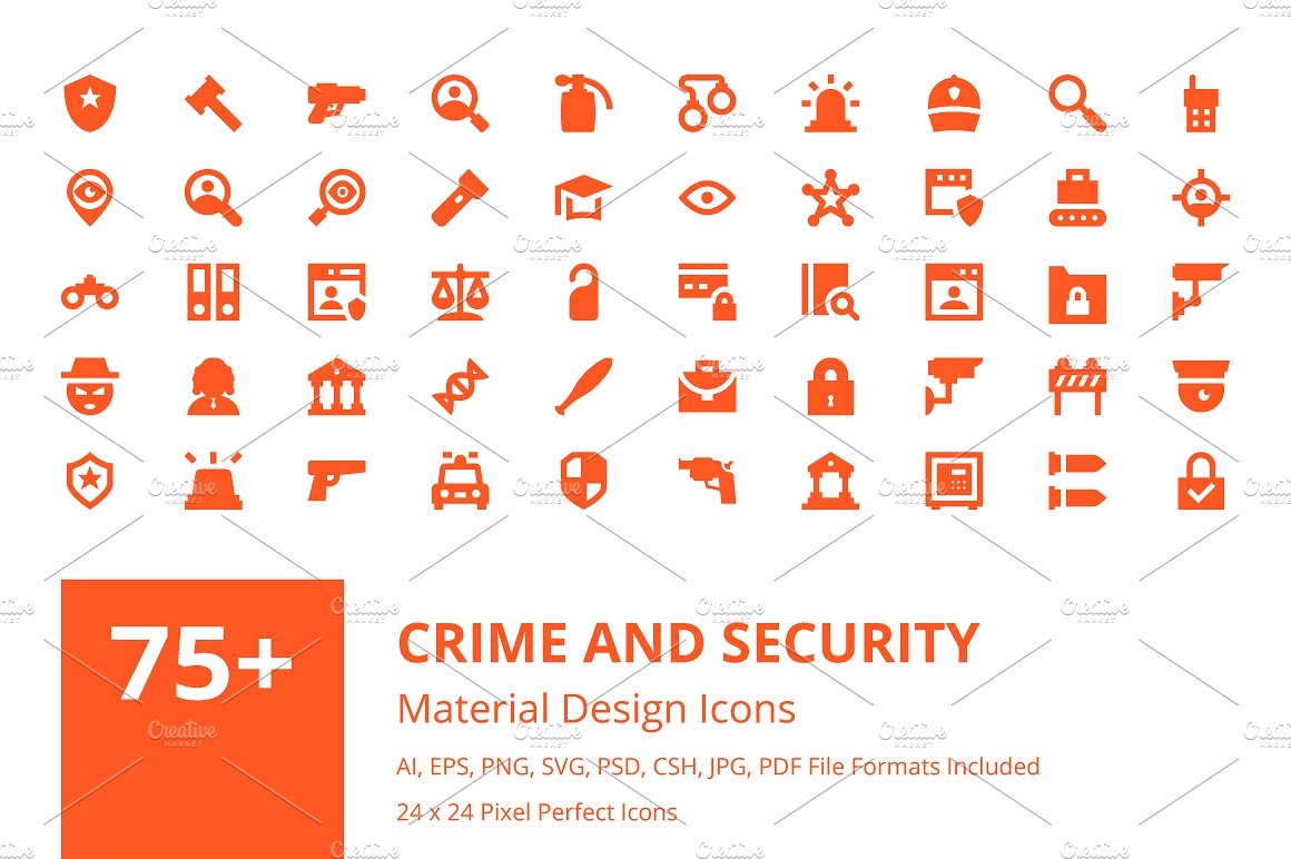 75 Crime and Security Icons