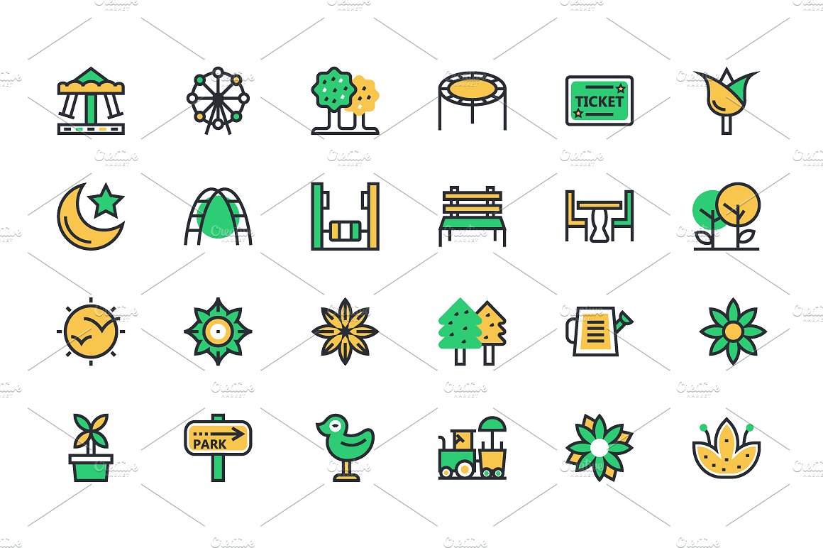 100 Nature Vector Icons Set