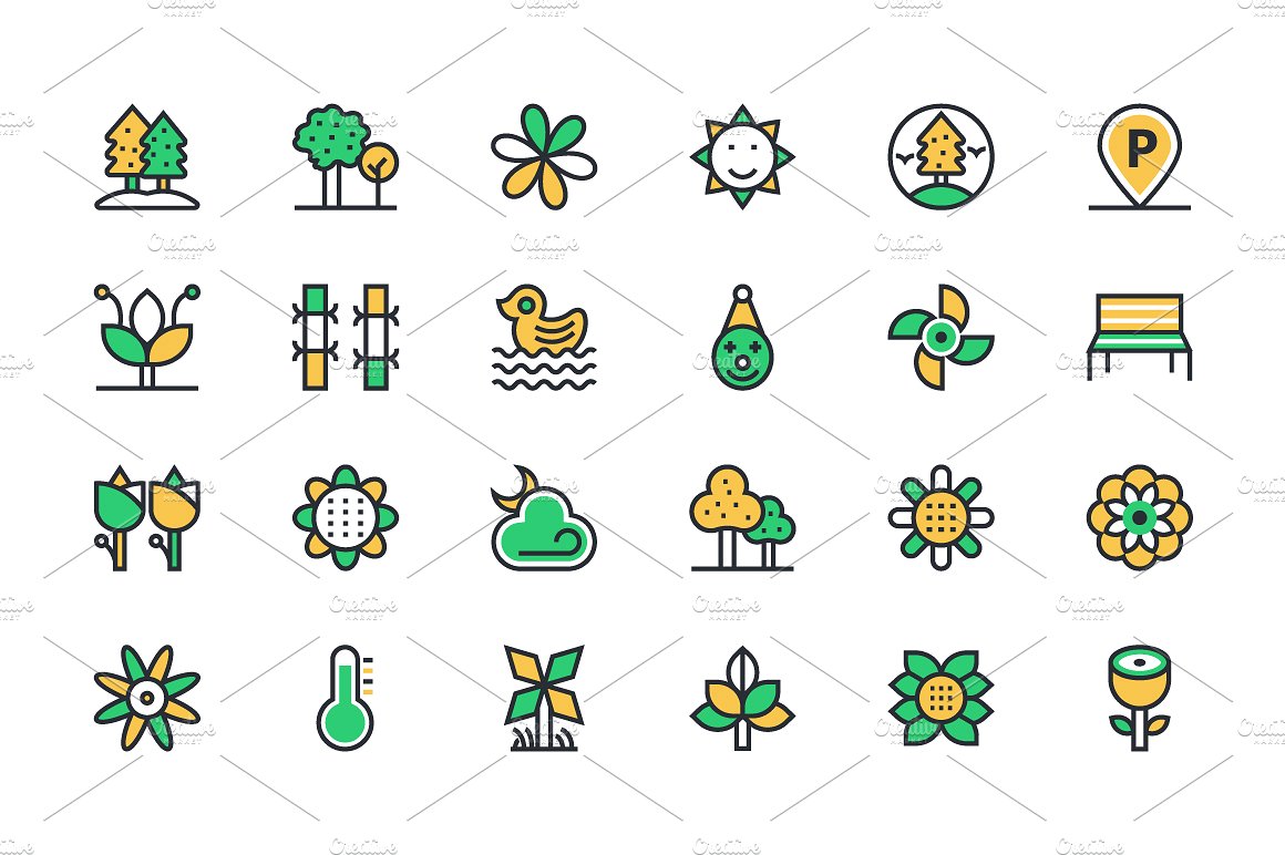 100 Nature Vector Icons Set