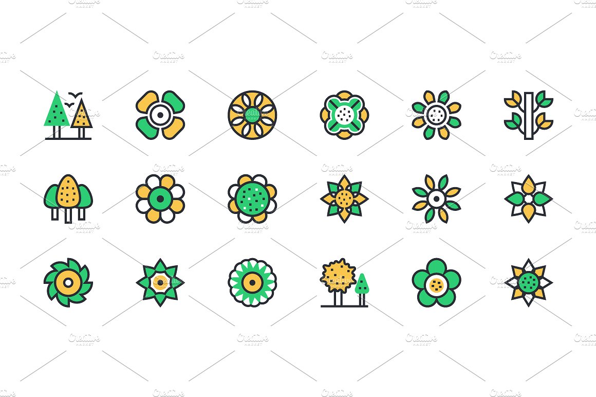 100 Nature Vector Icons Set