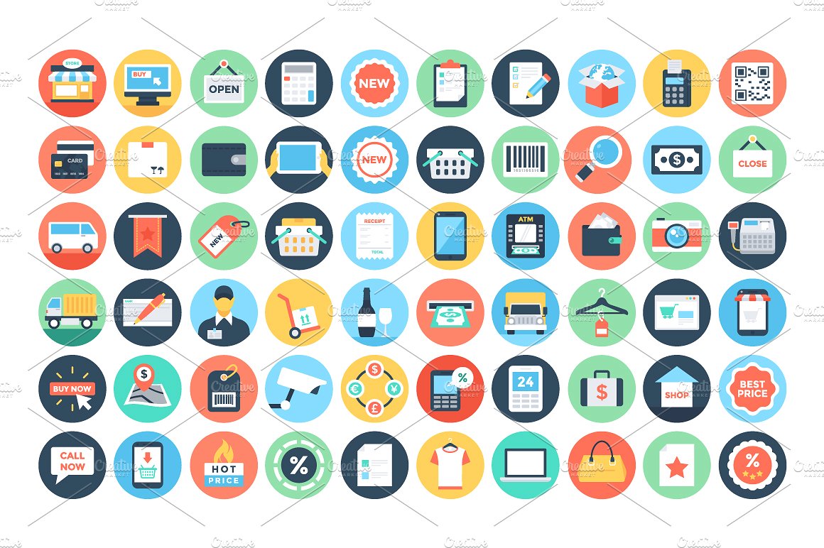 125 Flat Shopping Icons