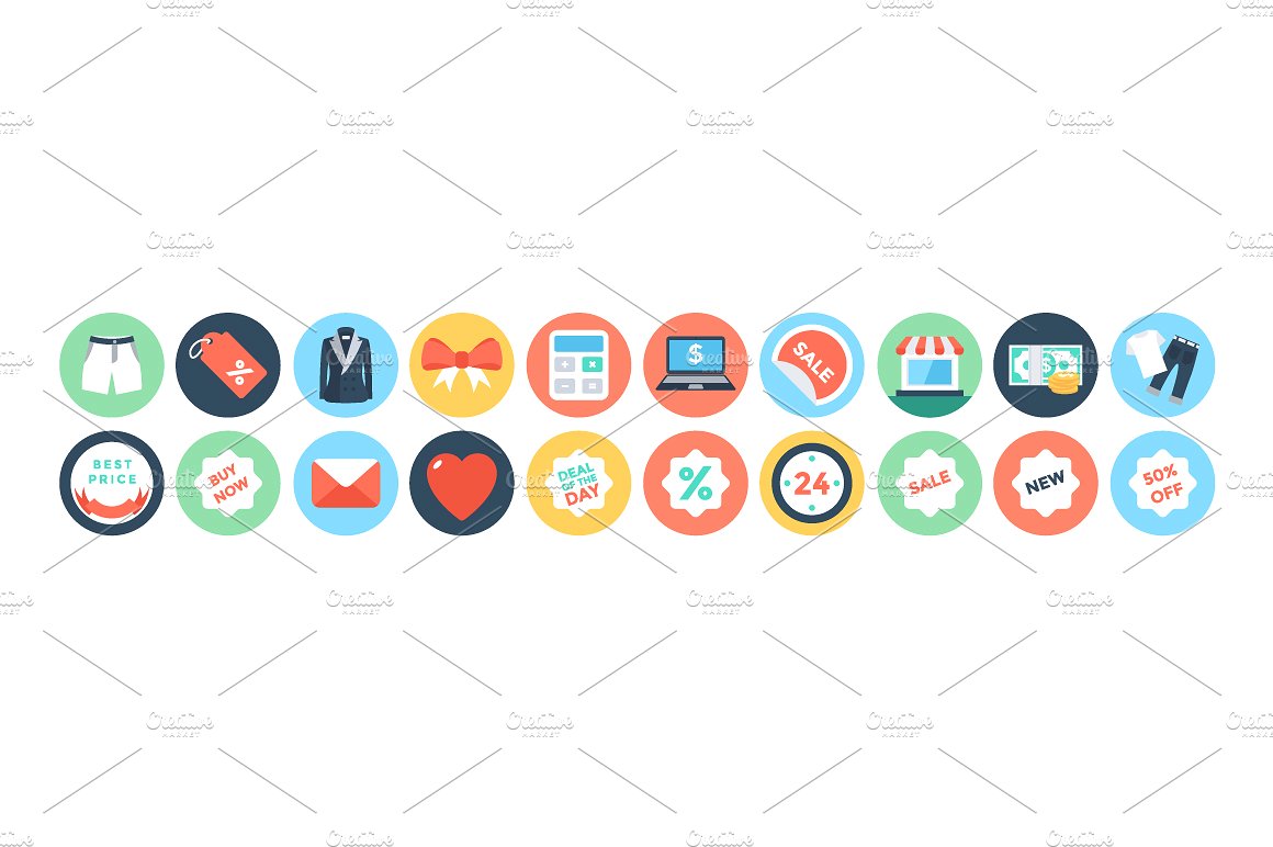 125 Flat Shopping Icons