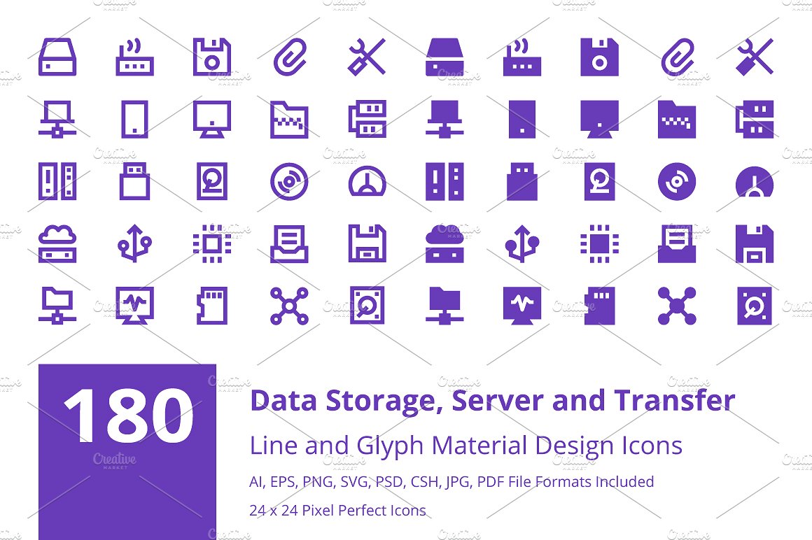 180 Data Storage Material Icon