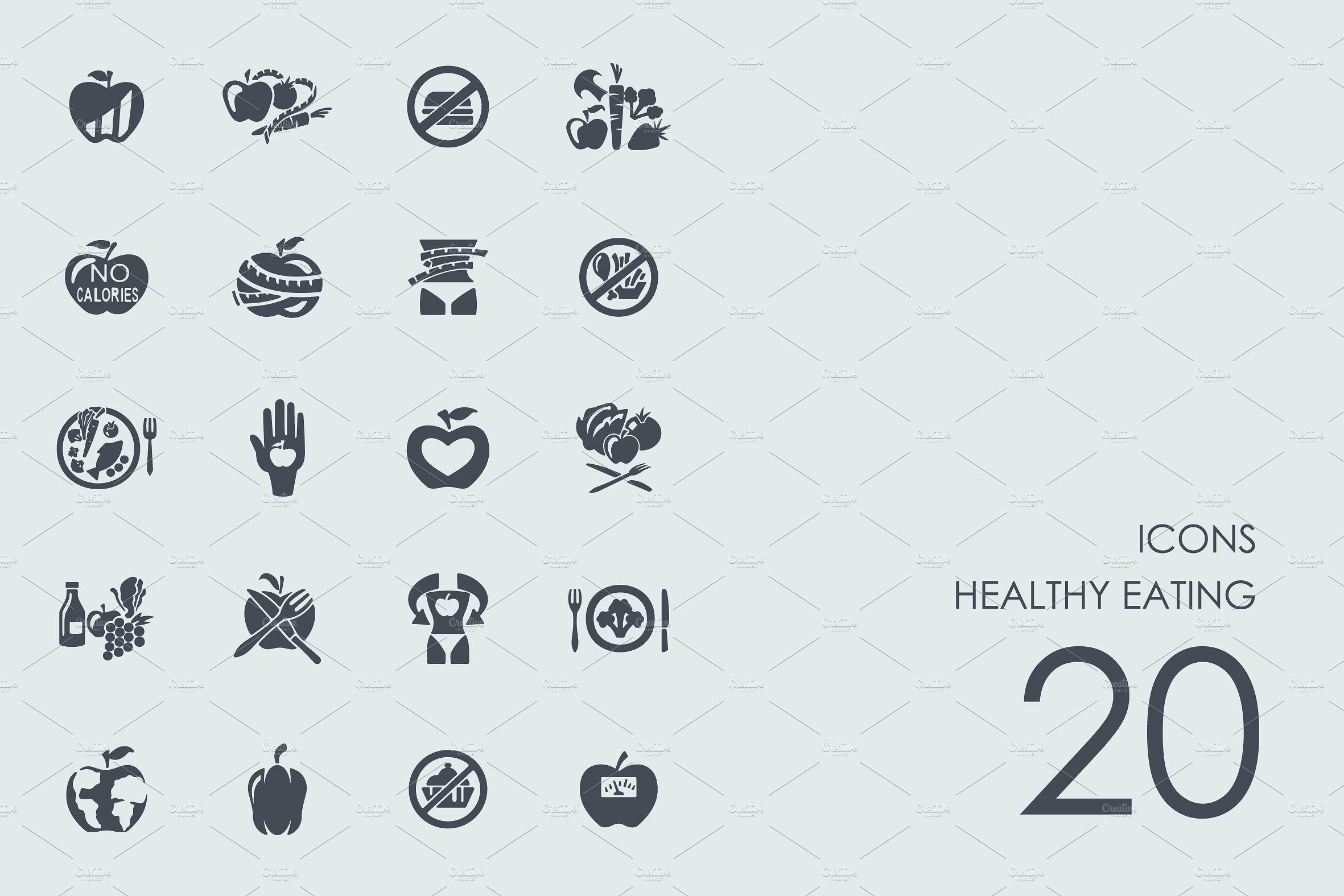 Healthy eating icons