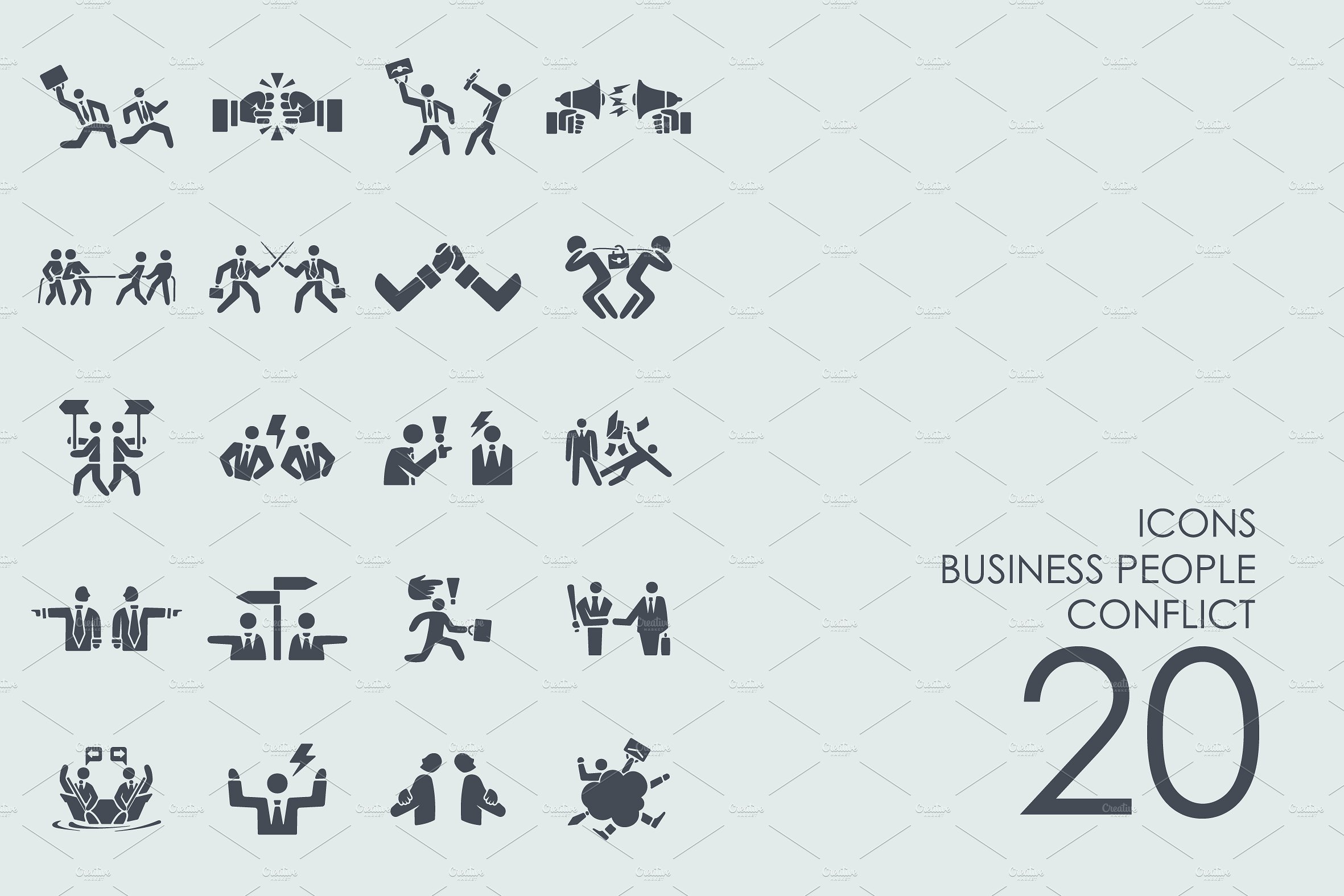 Business people conflict icons