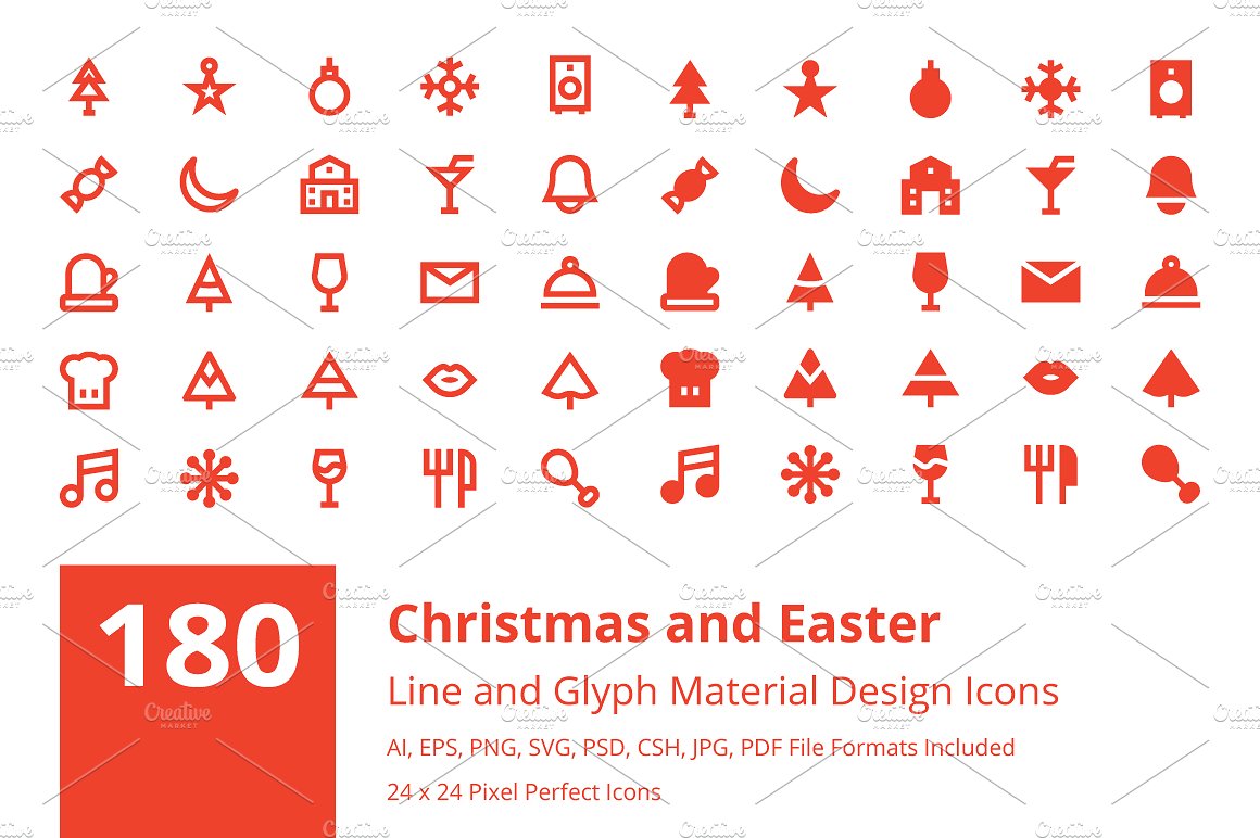 180 Christmas and Easter Icons