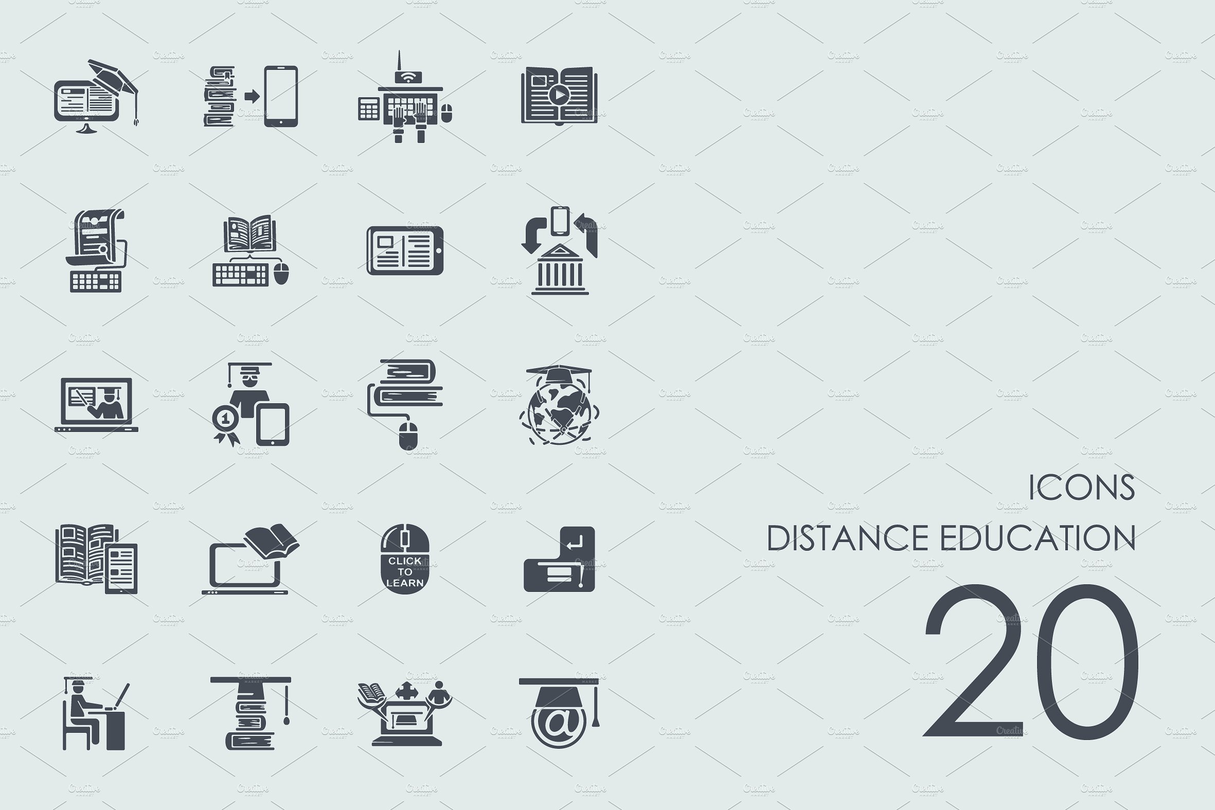 Distance education icons