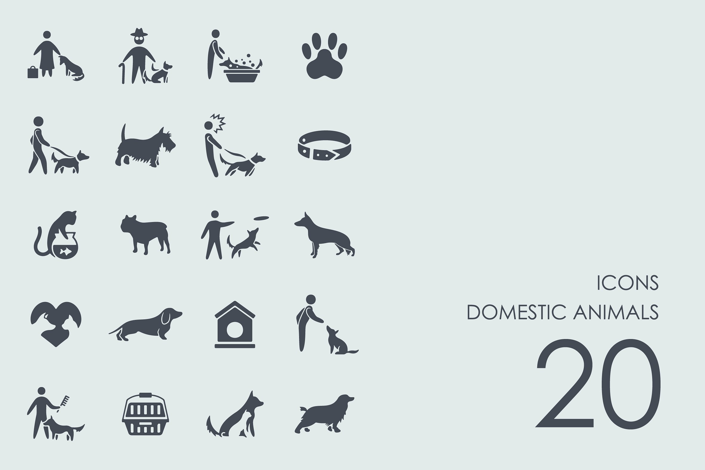 Domestic animals icons