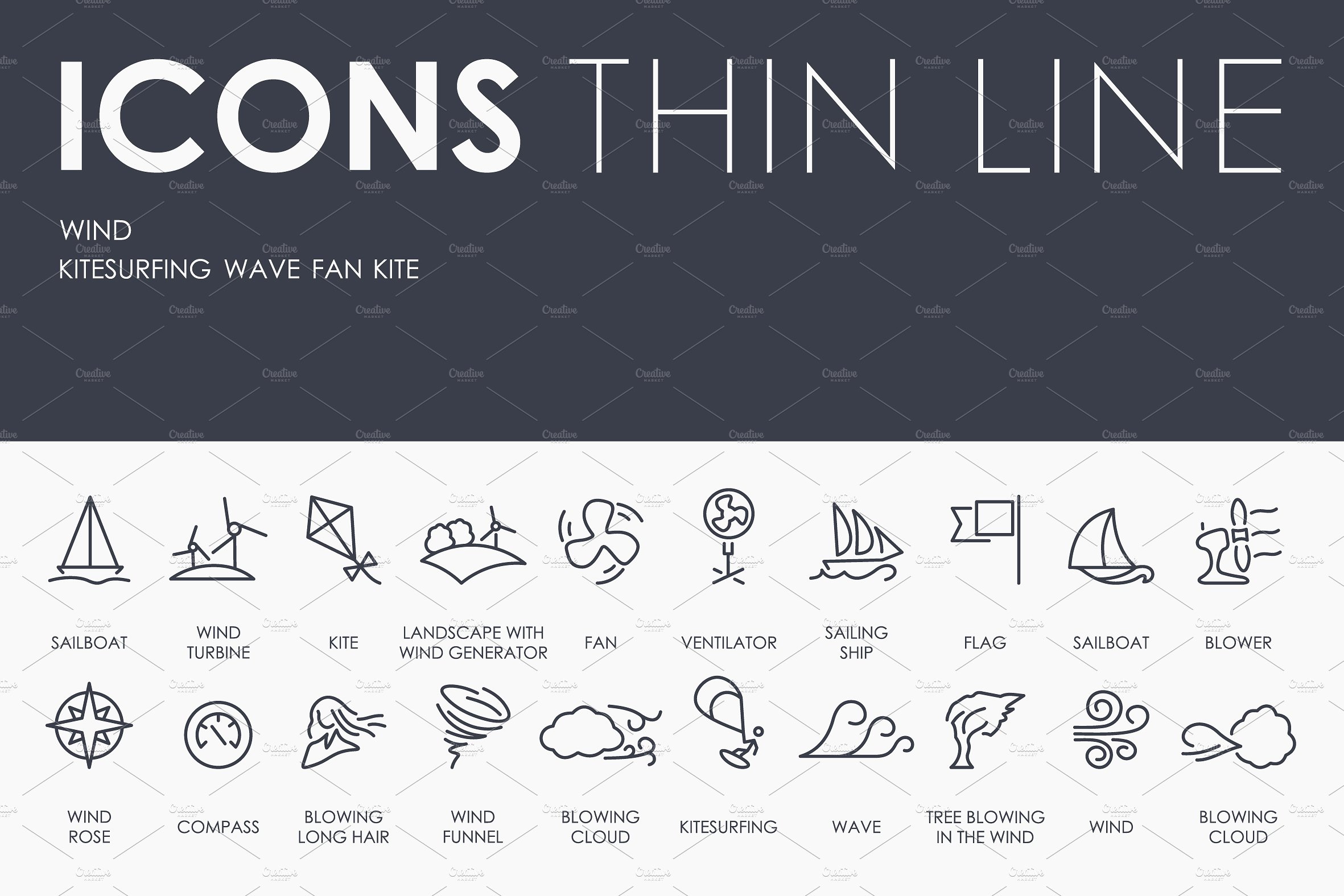 Wind thinline icons