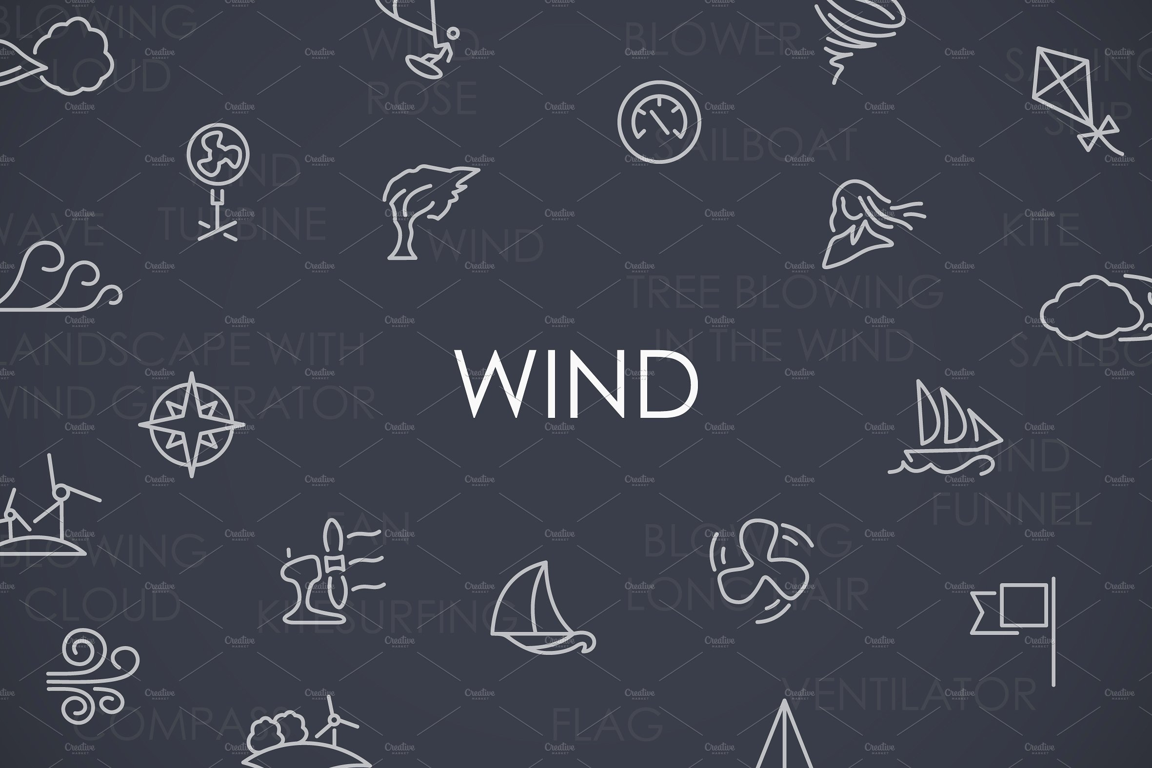 Wind thinline icons