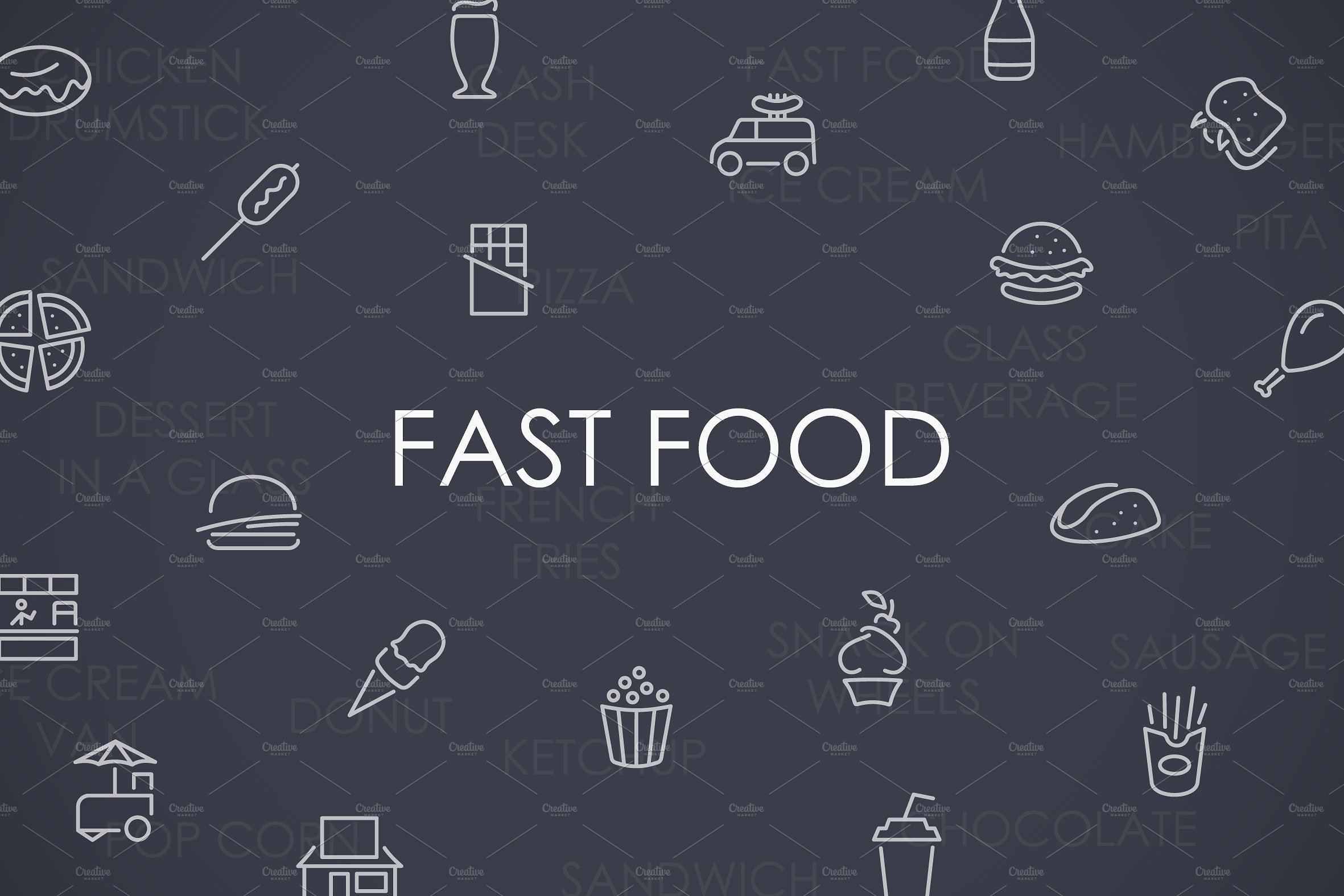 Fast food thinline icons