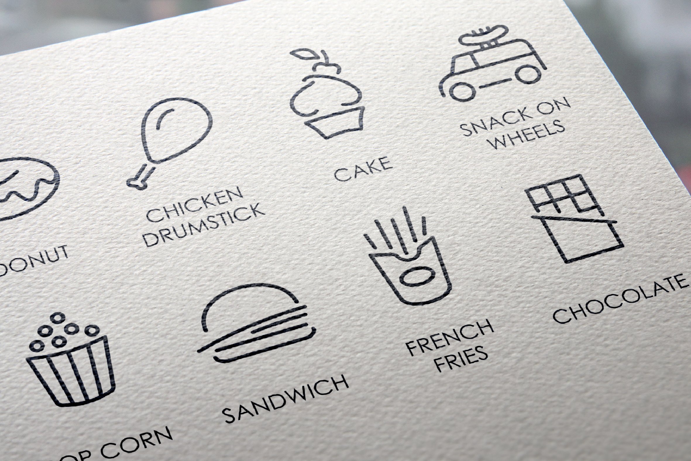 Fast food thinline icons