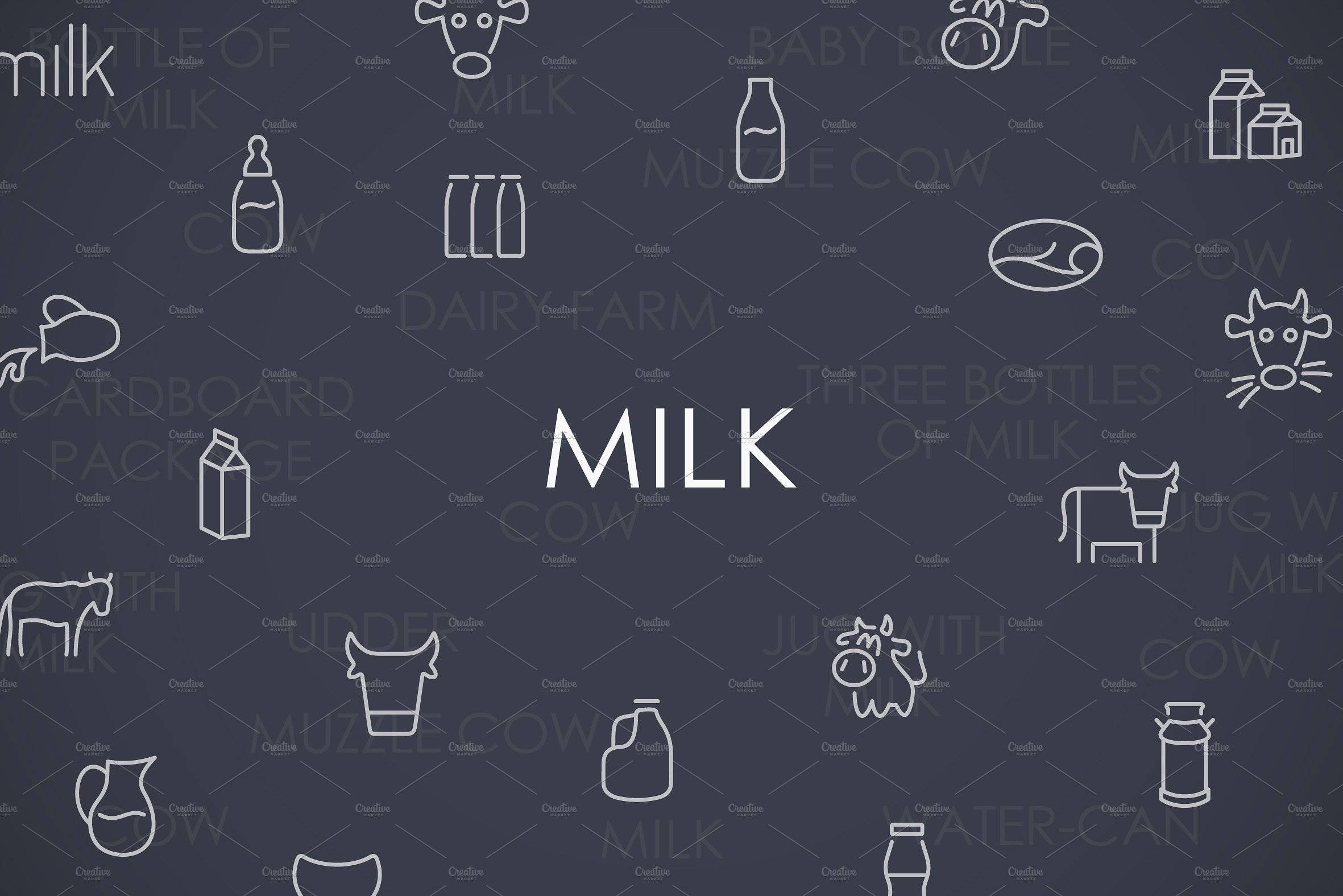 Milk thinline icons