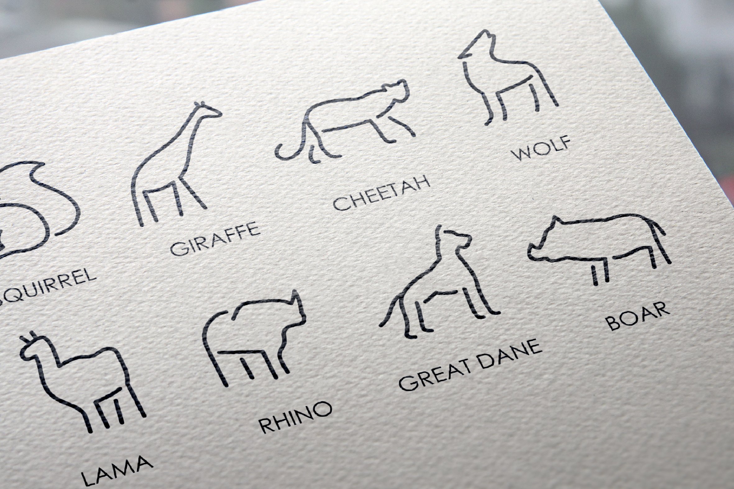 Mammals thinline icons