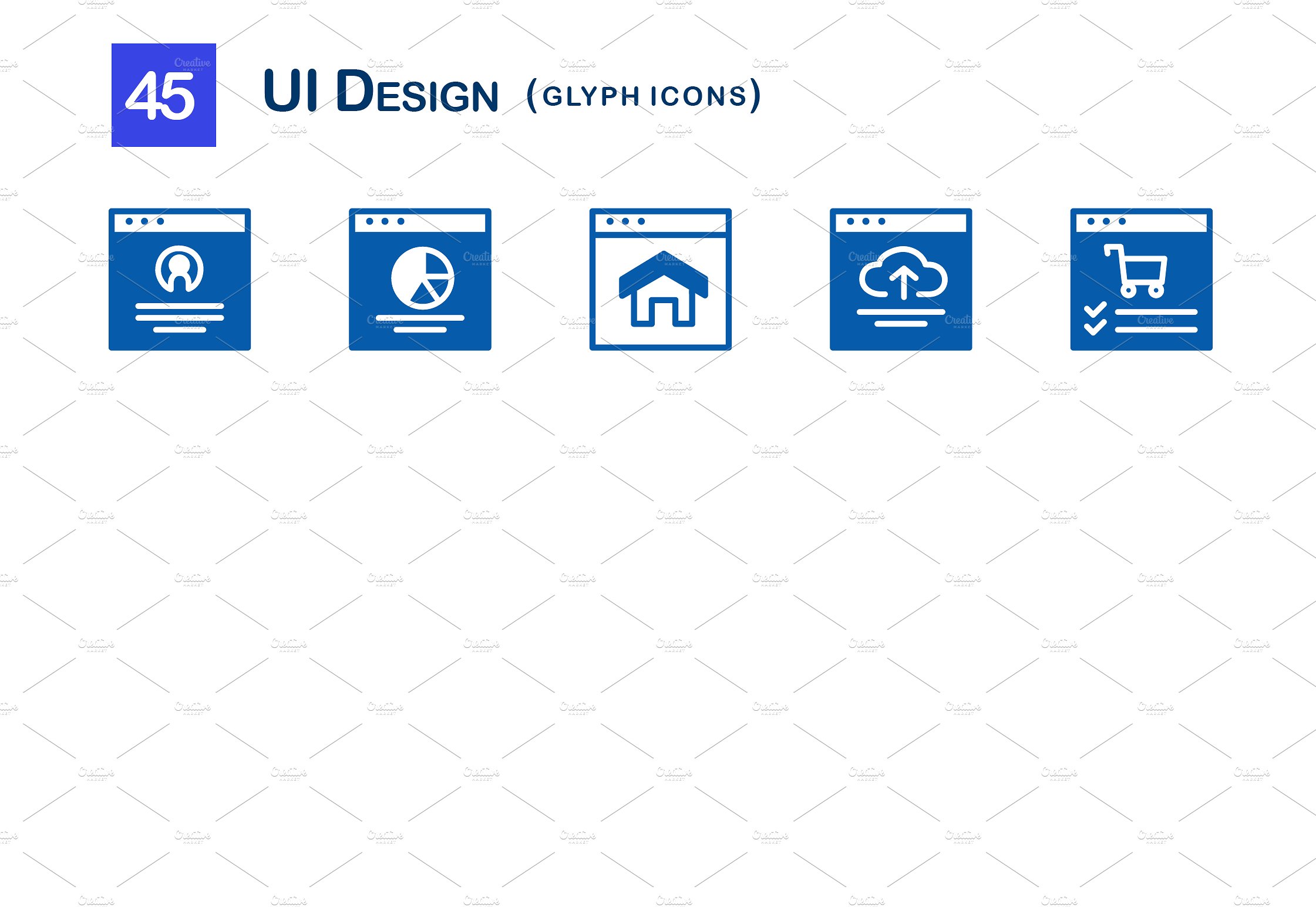 45 UI Design Glyph Icons