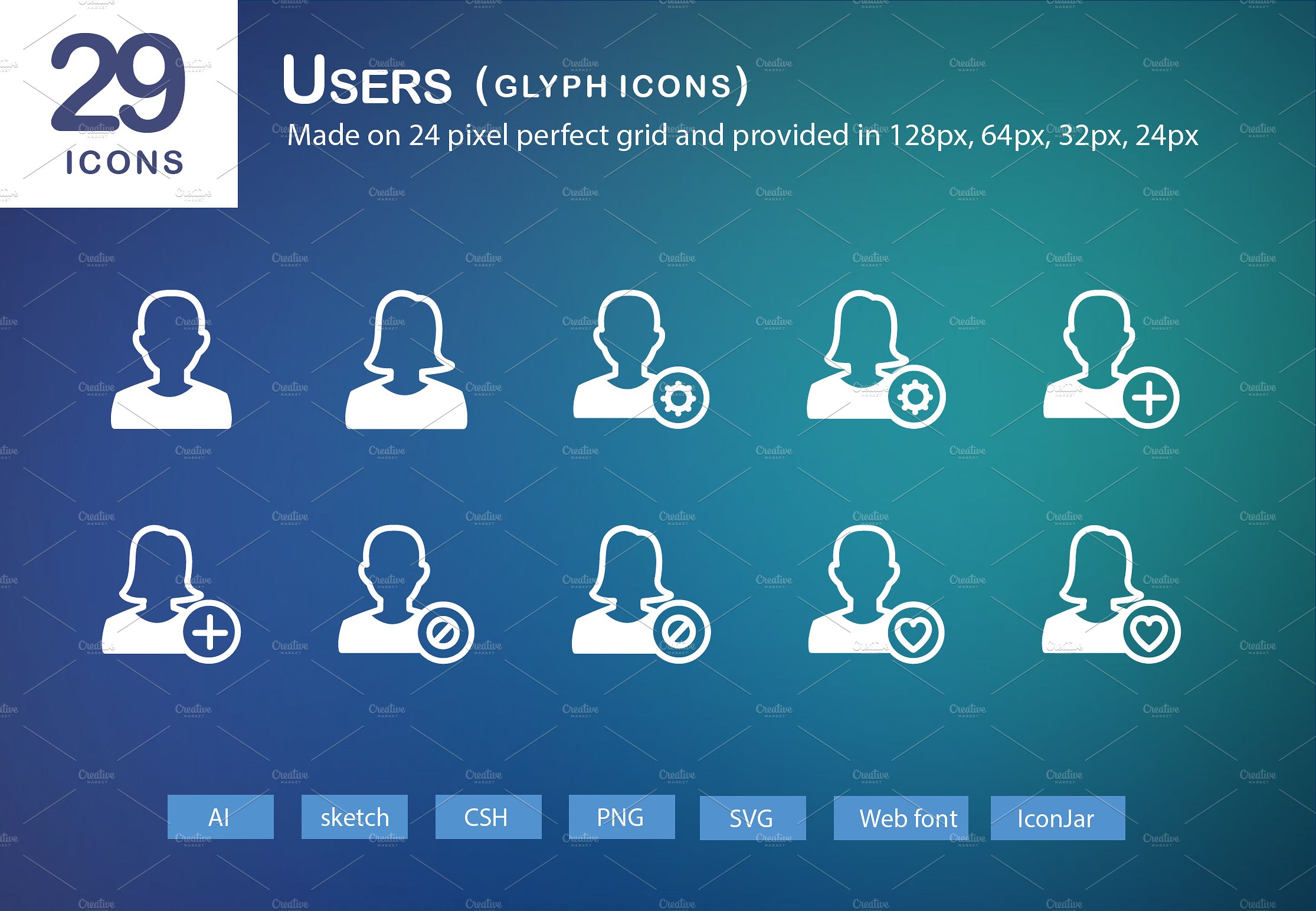 29 Users Glyph Icons