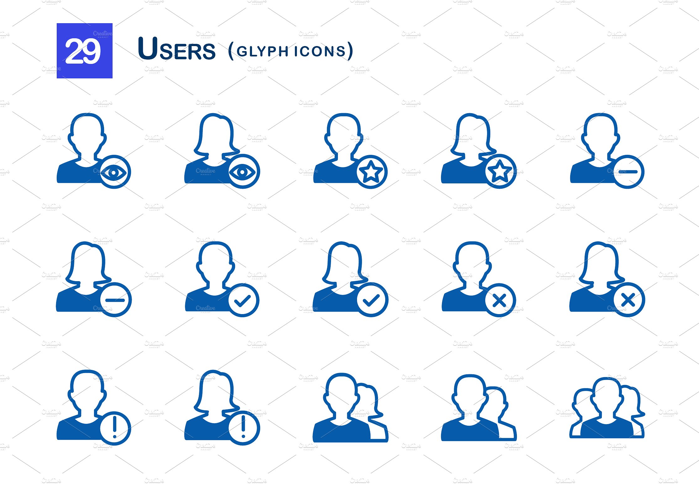 29 Users Glyph Icons